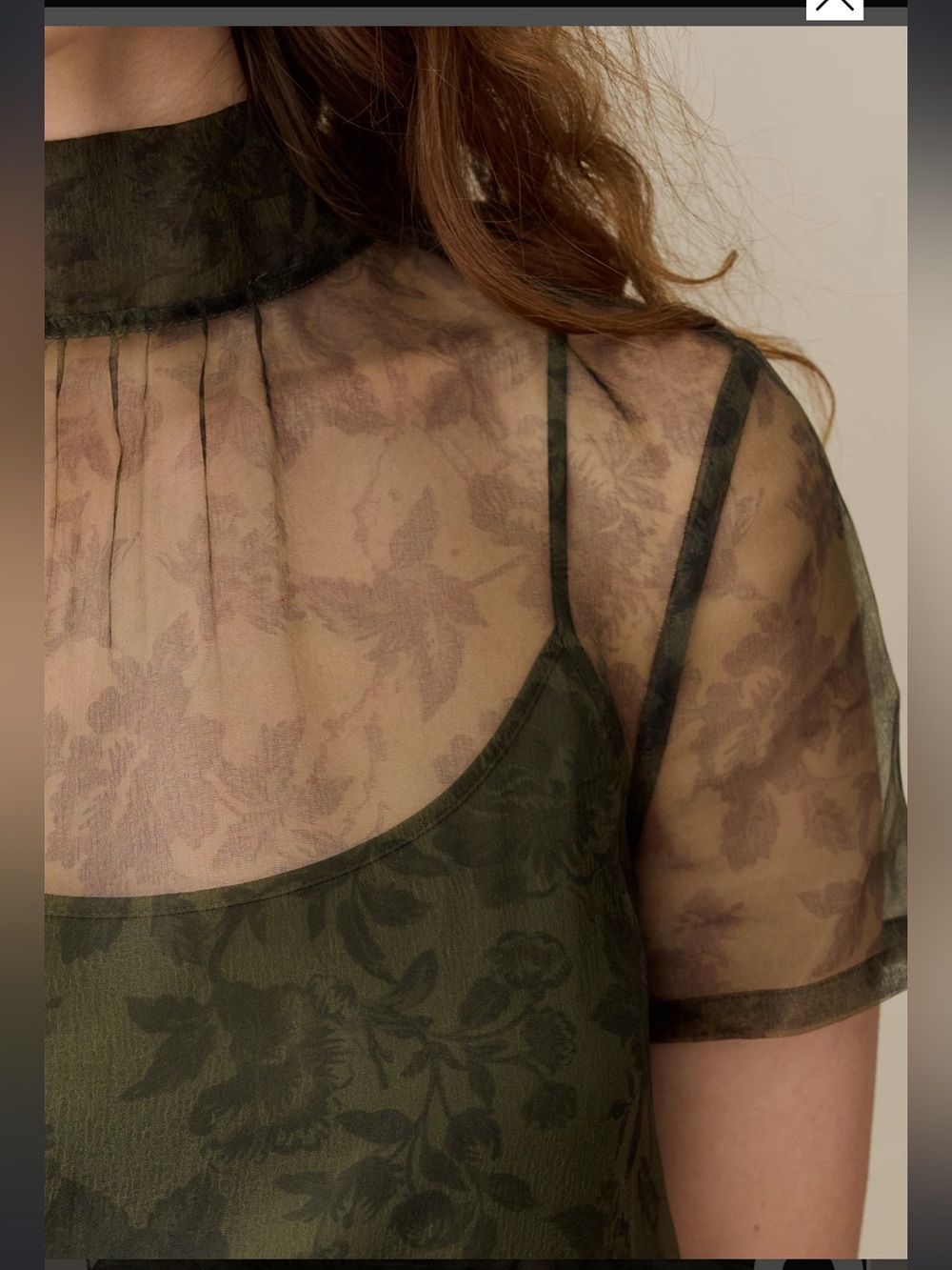 NWT CAARA Melody Olive Floral Organza Elegant Dress Size Medium - Picture 5 of 10